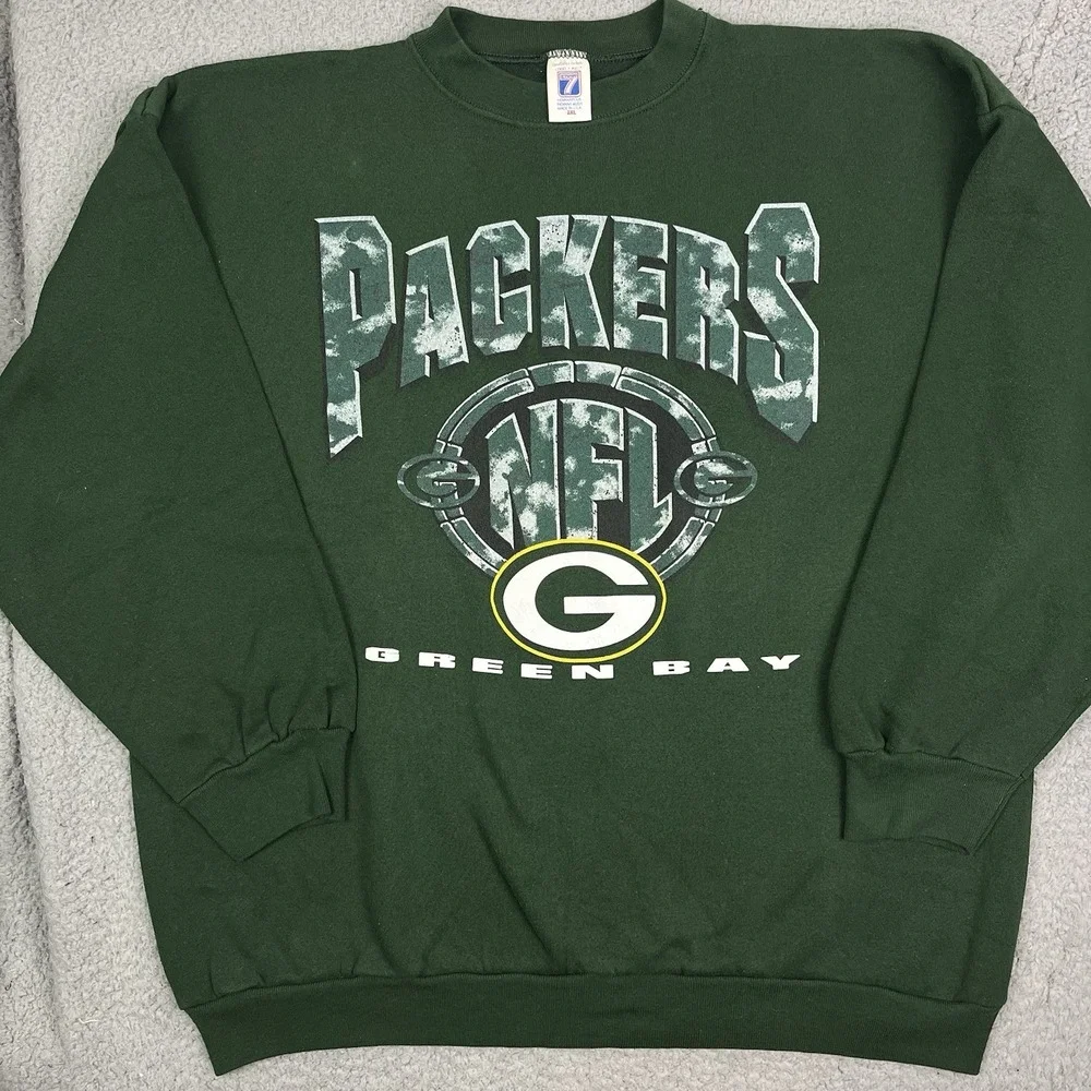 Vintage Green Bay Packers NFL Football Sweater Logo 7‎ Sweatshirt Sz 2XL